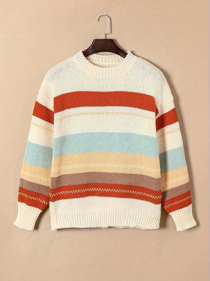 Eli - Gestreifter Rundhals-Strickpullover