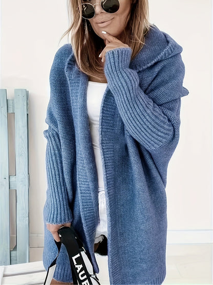 Leycira | Schwarzer Kapuzenstrickjacke