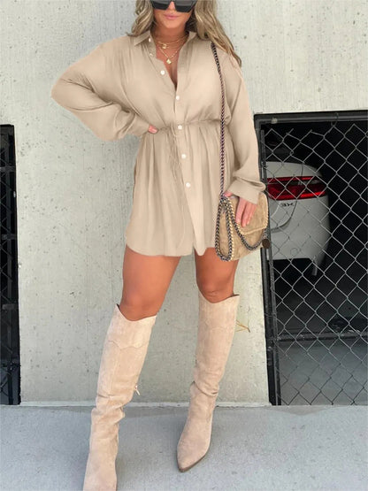 Lynda – Langer Jumpsuit mit Knopfleisten Fashion Shirt Kleid
