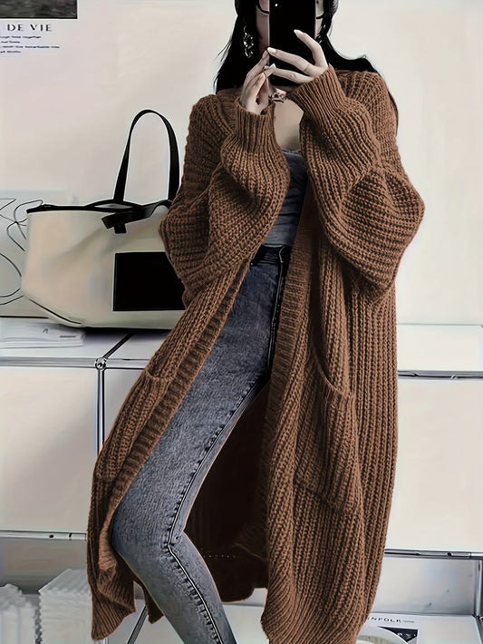 Leyennae | Grauer Strick-Cardigan mit offener Vorderseite