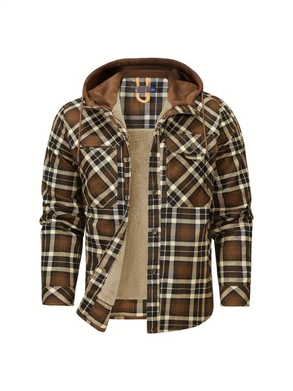 Keymirae | Warmer Fleece-Kapuzenmantel im Retro-Stil mit Karomuster für Herbst oder Winter