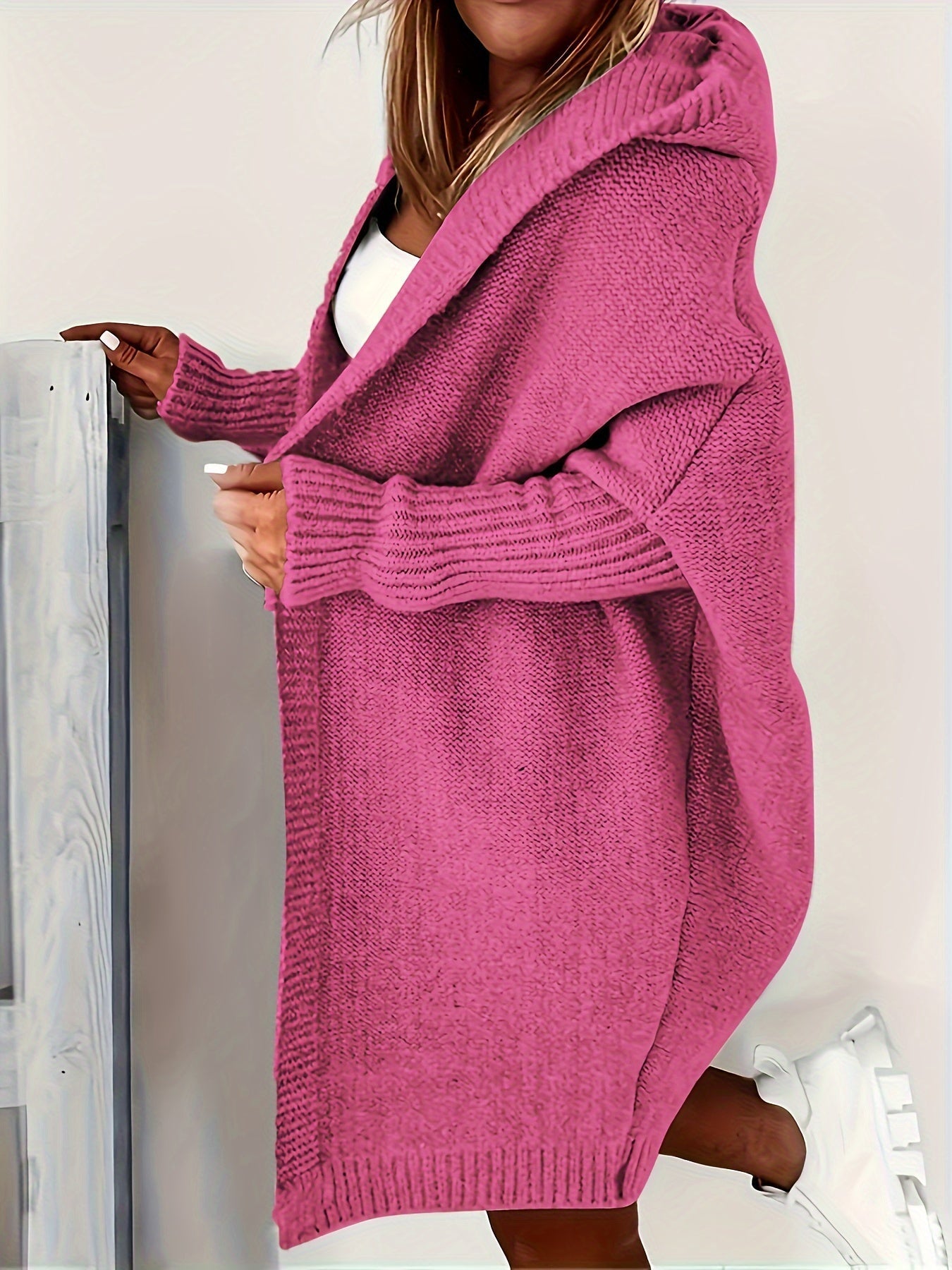 Leycira | Schwarzer Kapuzenstrickjacke