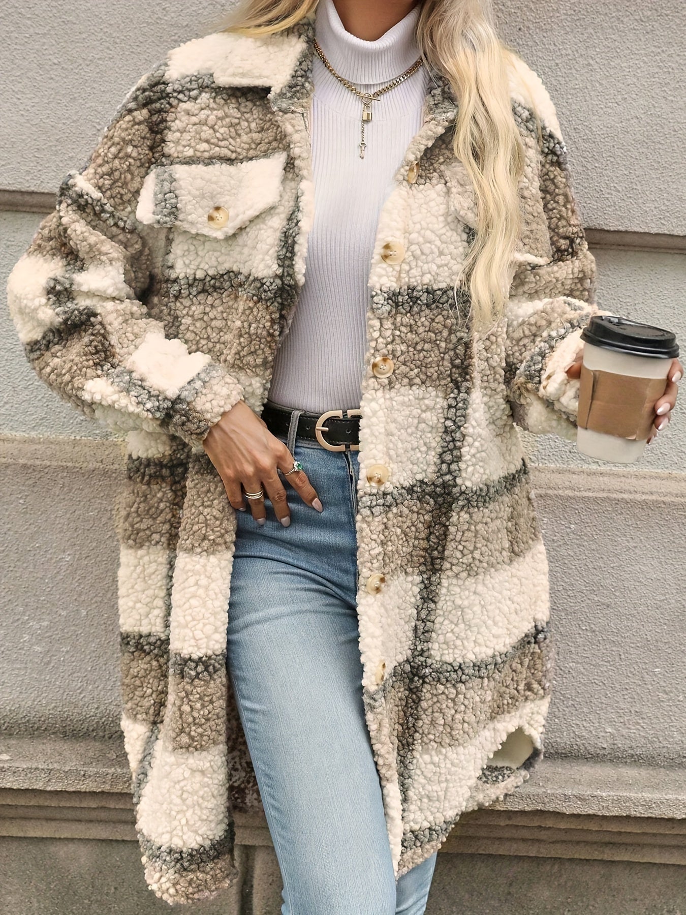 Leyelith | Karierte Jacke mit Reißverschluss und Kapuze