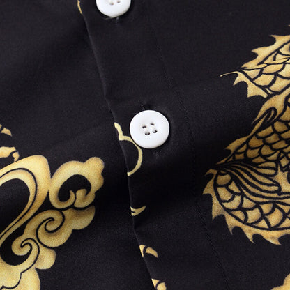 Komfortables Herren Kurzarm Hemd im Drachen Design