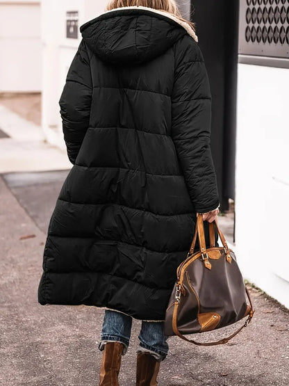 Leif - Beidseitig tragbare mittellange Strickjacke mit Kapuze für Frauen