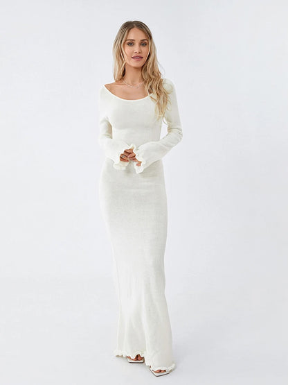 Thaliora® | Figurbetontes Maxikleid mit Volantärmeln
