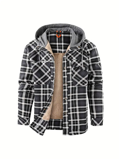Keymirae | Warmer Fleece-Kapuzenmantel im Retro-Stil mit Karomuster für Herbst oder Winter