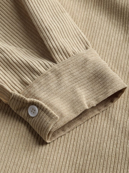Herren Cord-Pulloverhemd | Casual Freizeithemd | Langarm