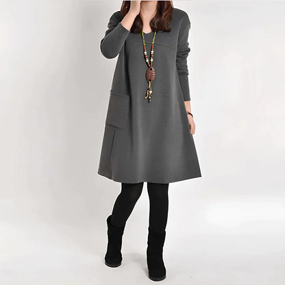 Langärmeliges Taschenkleid - Amora