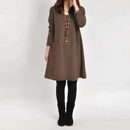 Langärmeliges Taschenkleid - Amora