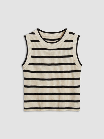 Fudus | Freizeit Streifen Strick Crop Top