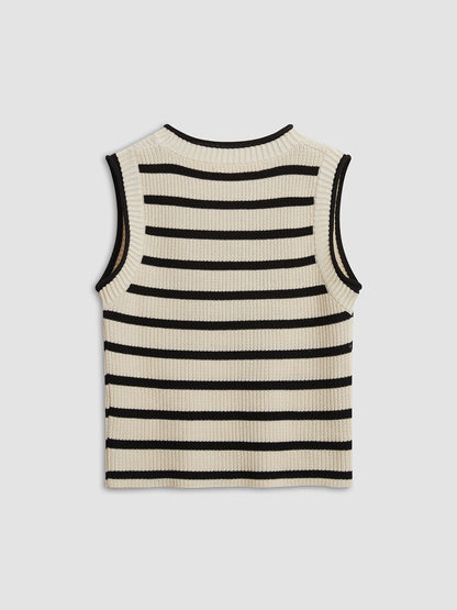 Fudus | Freizeit Streifen Strick Crop Top