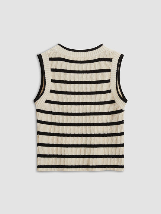 Fudus | Freizeit Streifen Strick Crop Top