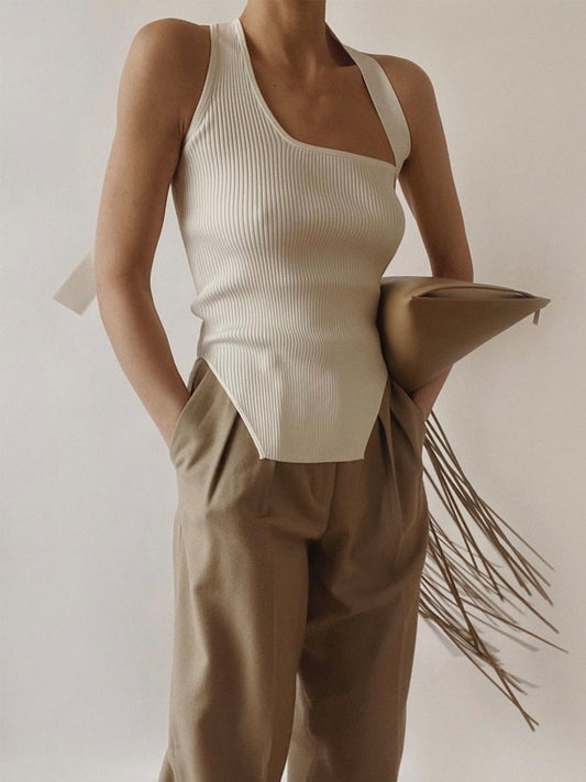 Fudus | Asymmetrisches Halter Rippen Top