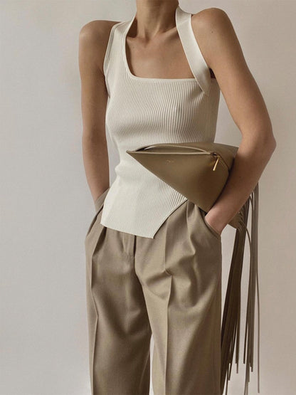 Fudus | Asymmetrisches Halter Rippen Top