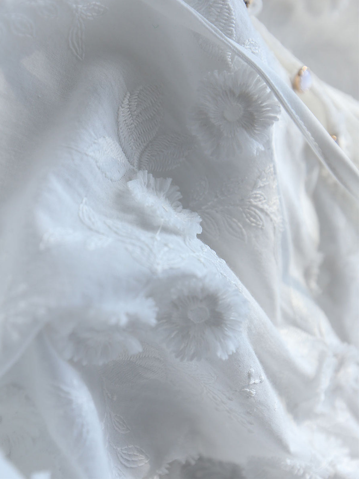 Fudus | Übergröße Semi Sheer Bestickte Blumene Bluse