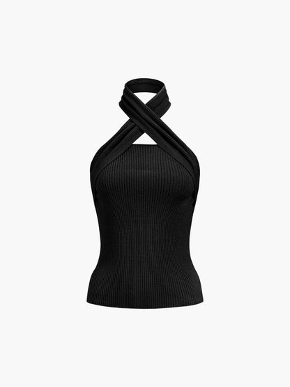 Fudus | Edelkastanie Halter Rib Stricktop