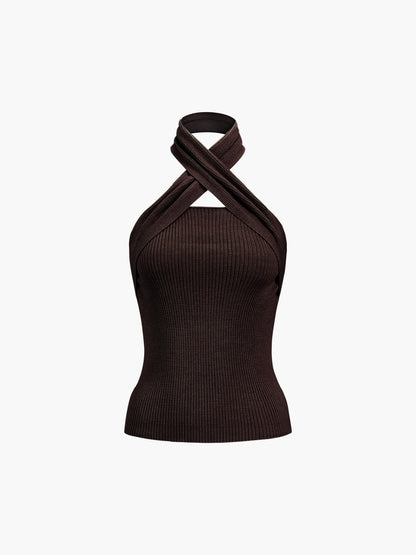 Fudus | Edelkastanie Halter Rib Stricktop