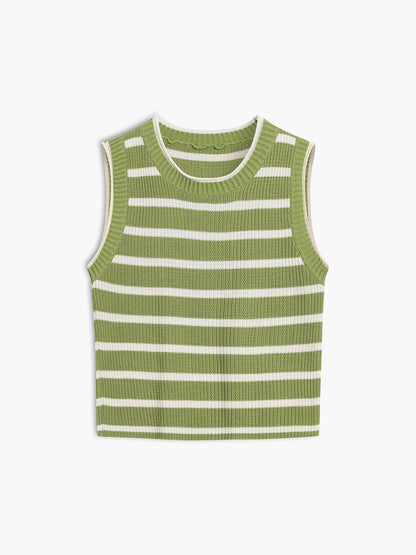 Fudus | Freizeit Streifen Strick Crop Top