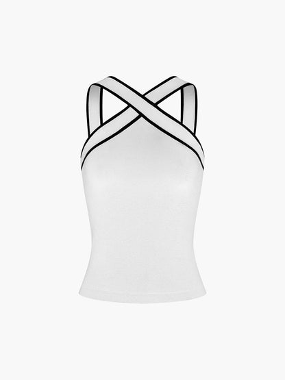 Fudus | Kontrastbesatz Träger Stricktop