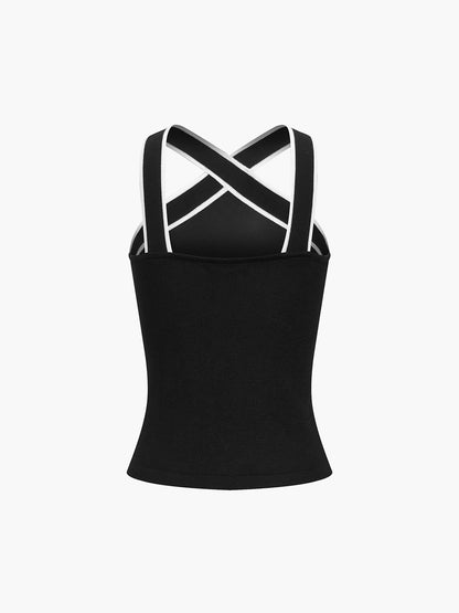 Fudus | Kontrastbesatz Träger Stricktop