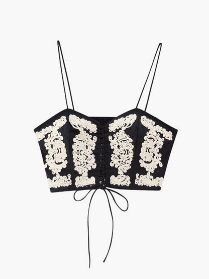 Fudus | Besticktes Blumen Gebundenes Cami Top