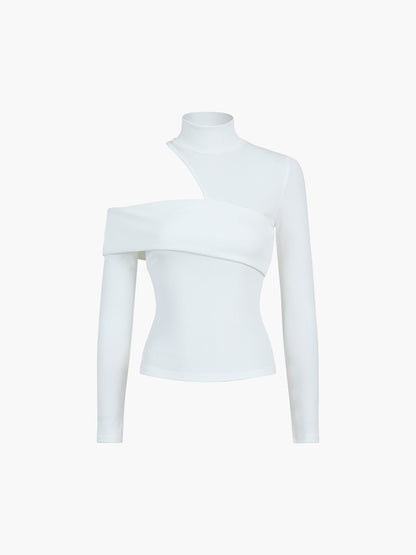 Fudus | Gesäßausschnitt Schräg Cutout Rib Langarm Strickoberteil