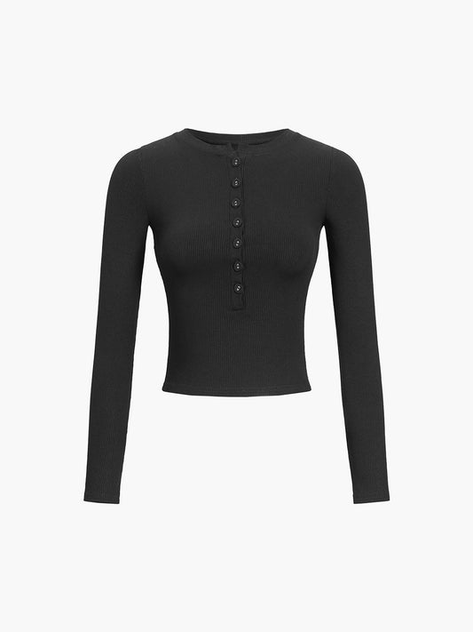 Fudus | Button Down Langarm Cropped Hemd