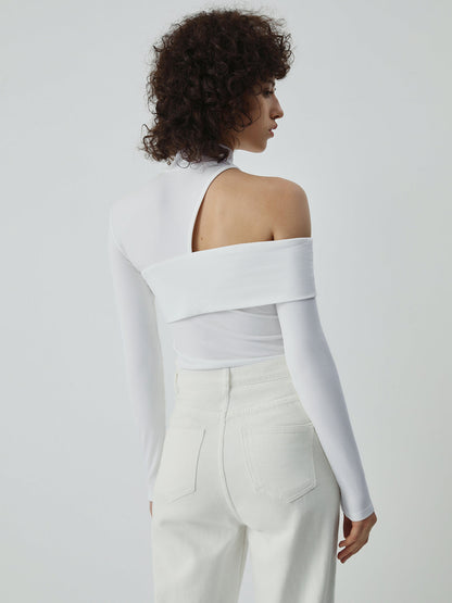 Fudus | Gesäßausschnitt Schräg Cutout Rib Langarm Strickoberteil