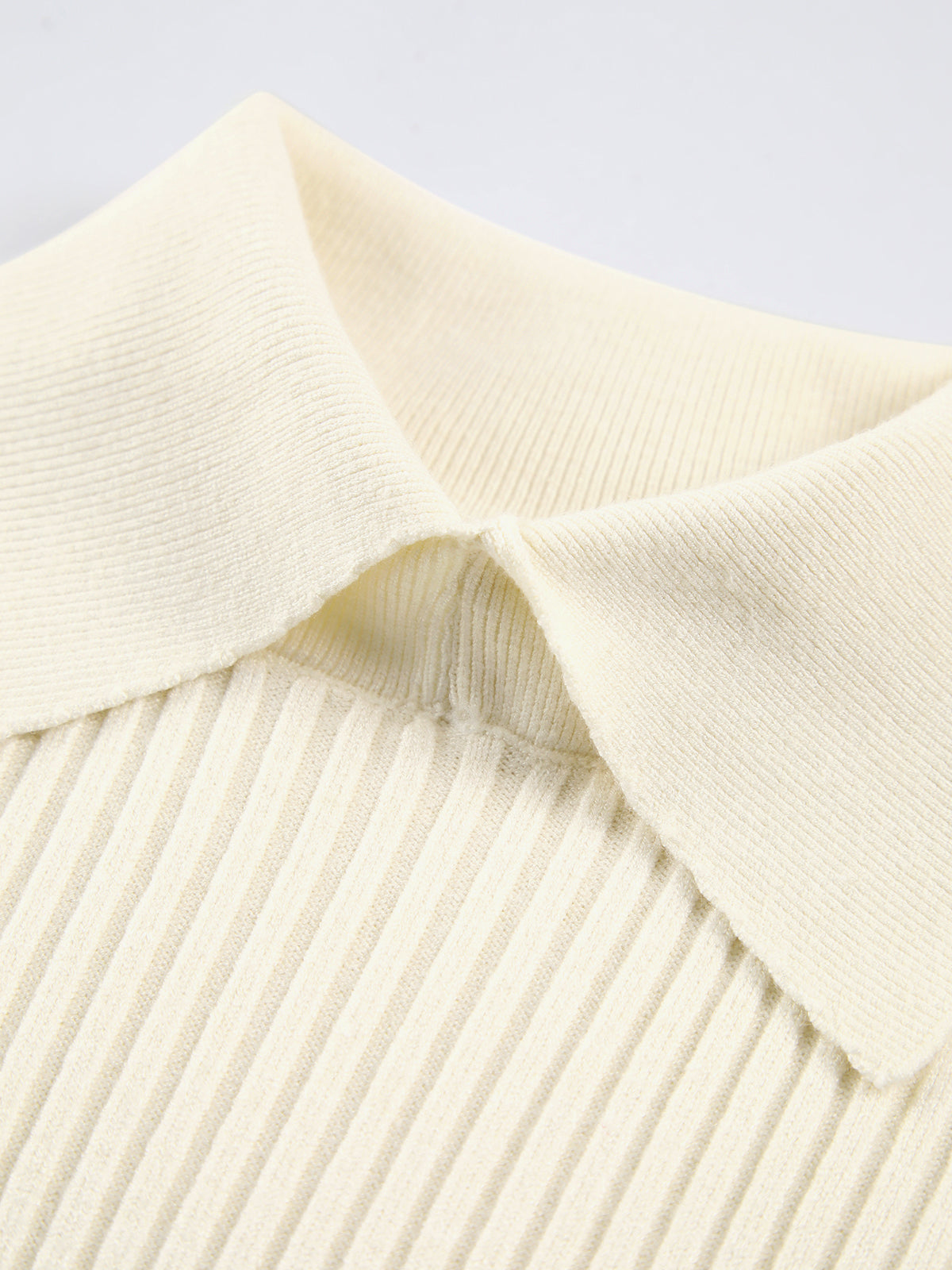 Fudus | Vanille Polo Langarm Strickoberteil