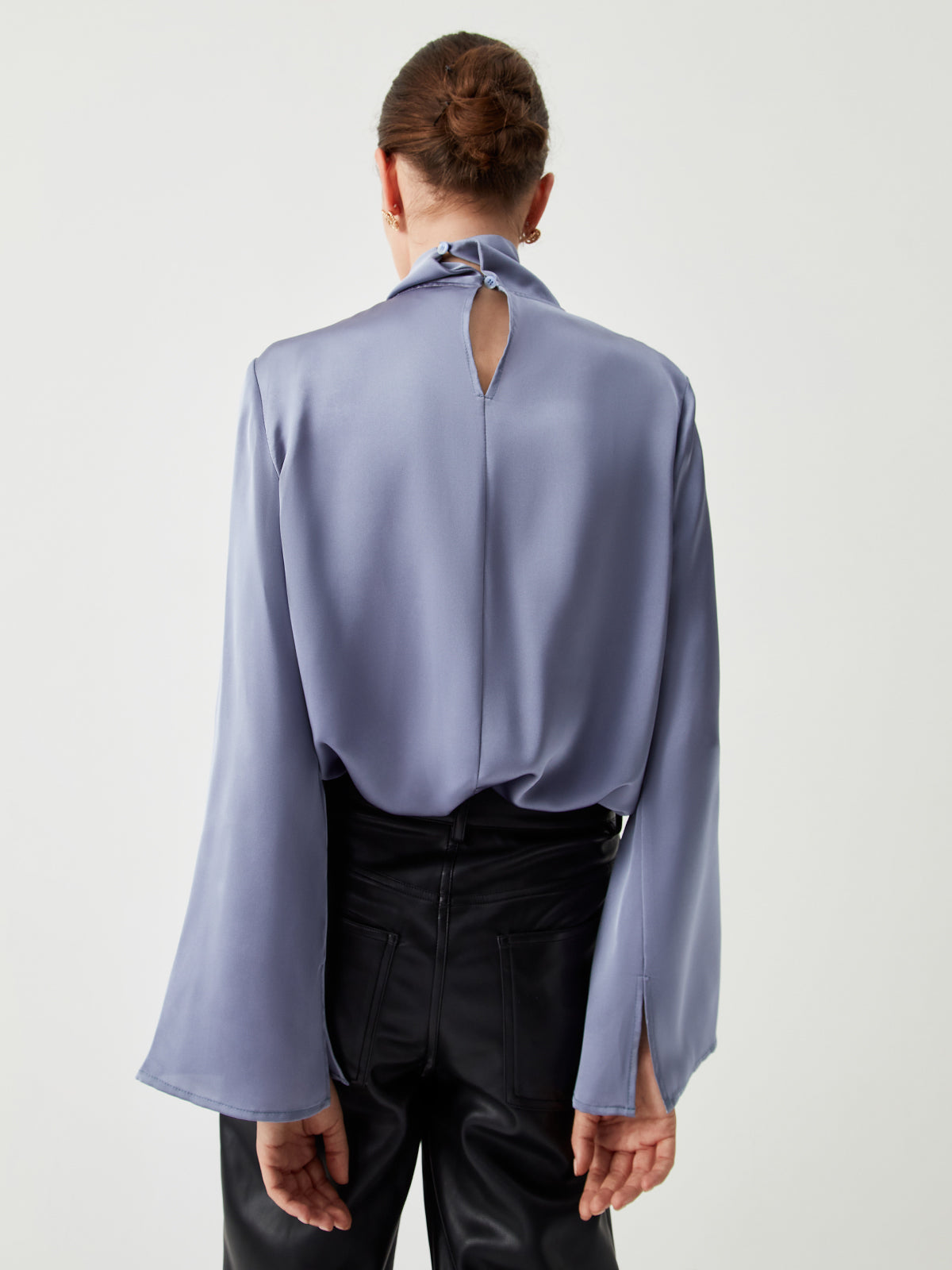 Fudus | Asymmetrische Gefaltete Rollkragen Satinbluse
