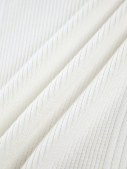 Fudus | Ausschnitt Split Perlen Detail Rippstrick Oberteil