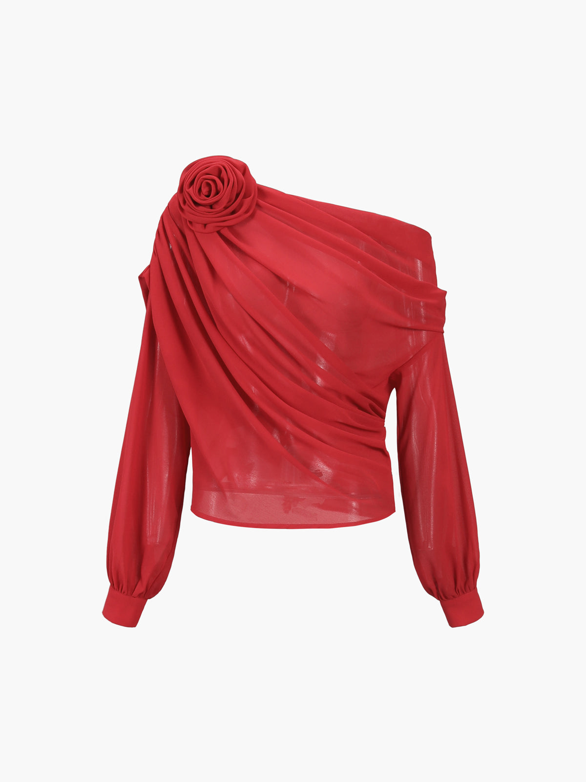 Fudus | Chiffon Halbtransparente Ein Schulter Asymmetrische Bluse