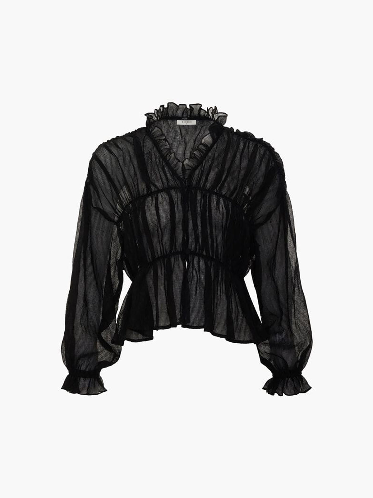 Fudus | Durchsichtiges Chiffon Rüschendetail Bluse