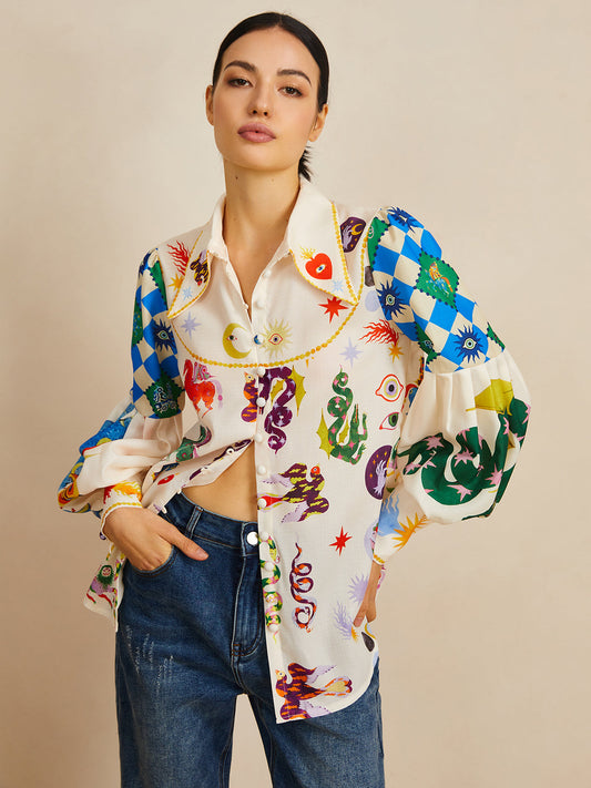 Fudus | Allover Print Langarmhemd