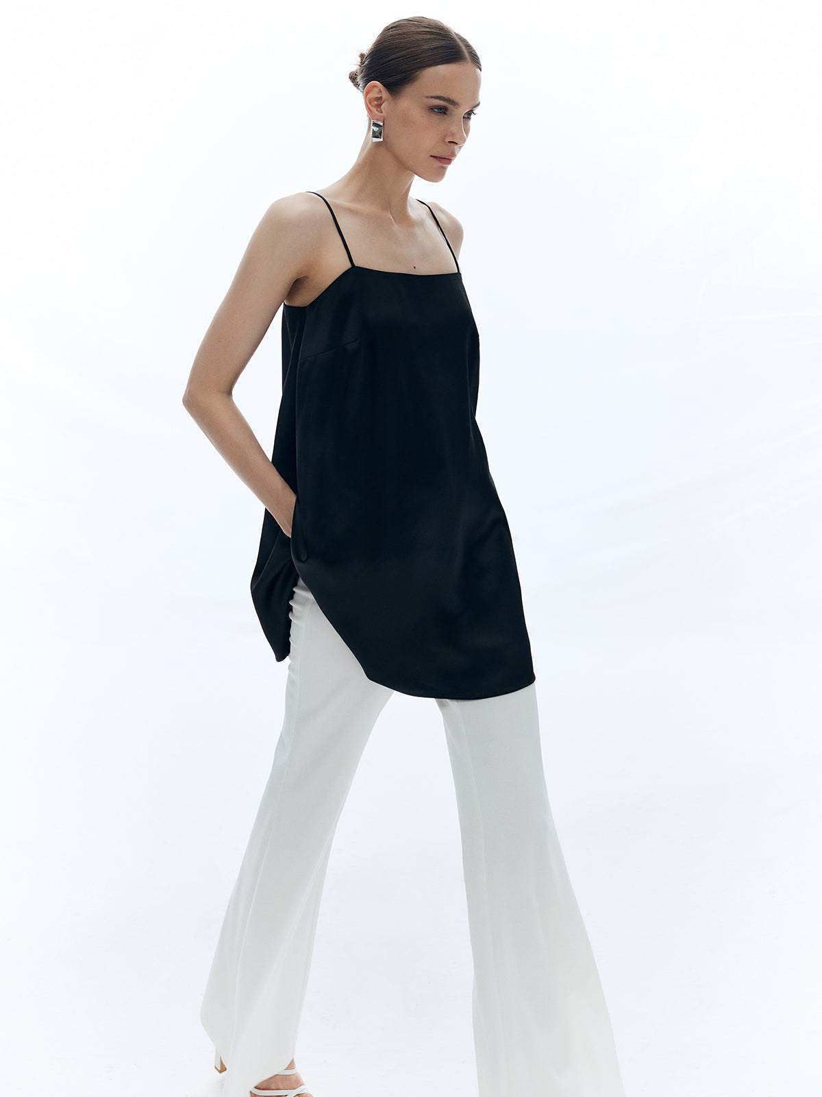 Fudus | Satin Einfarbig Lockeres Cami Top