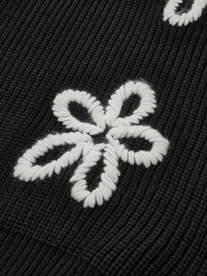 Fudus | Rundhals Rippstrick Blumenstrickoberteil