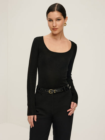 Fudus | Schlichtes Transparente Piping Stricktop