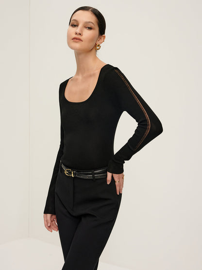 Fudus | Schlichtes Transparente Piping Stricktop