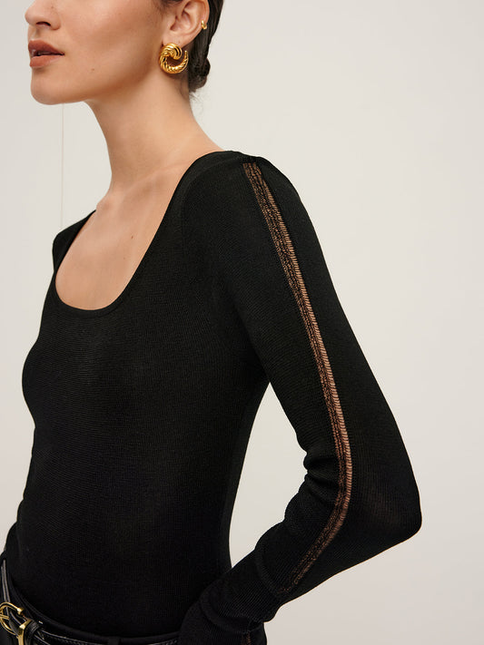 Fudus | Schlichtes Transparente Piping Stricktop
