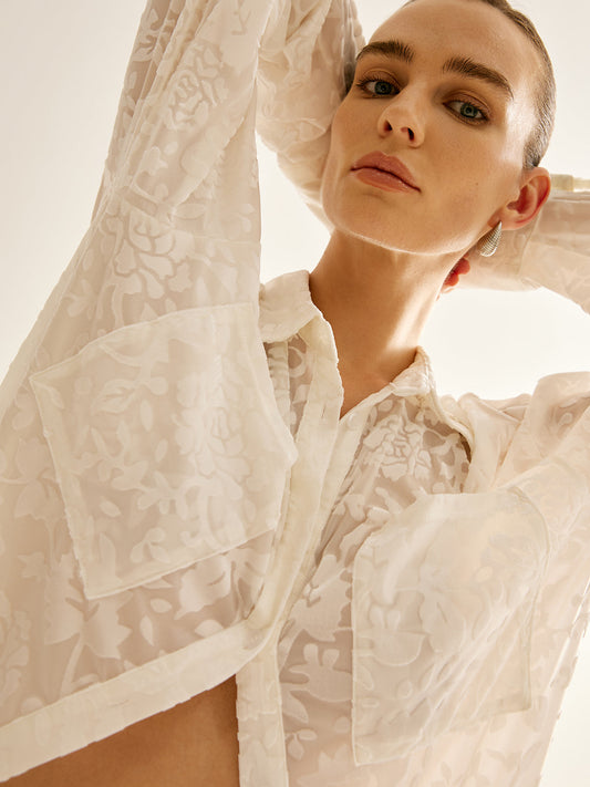Fudus | Semi Sheer Jacquard Polohemd