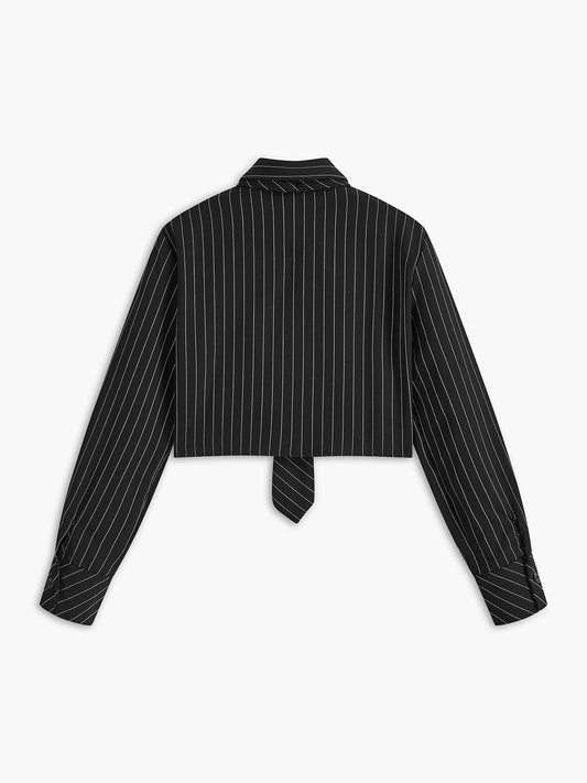Fudus | Streifen Crop Polo Hemd