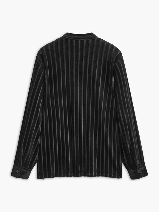 Fudus | Semi Sheer Nadelstreifen Button Polo Hemd