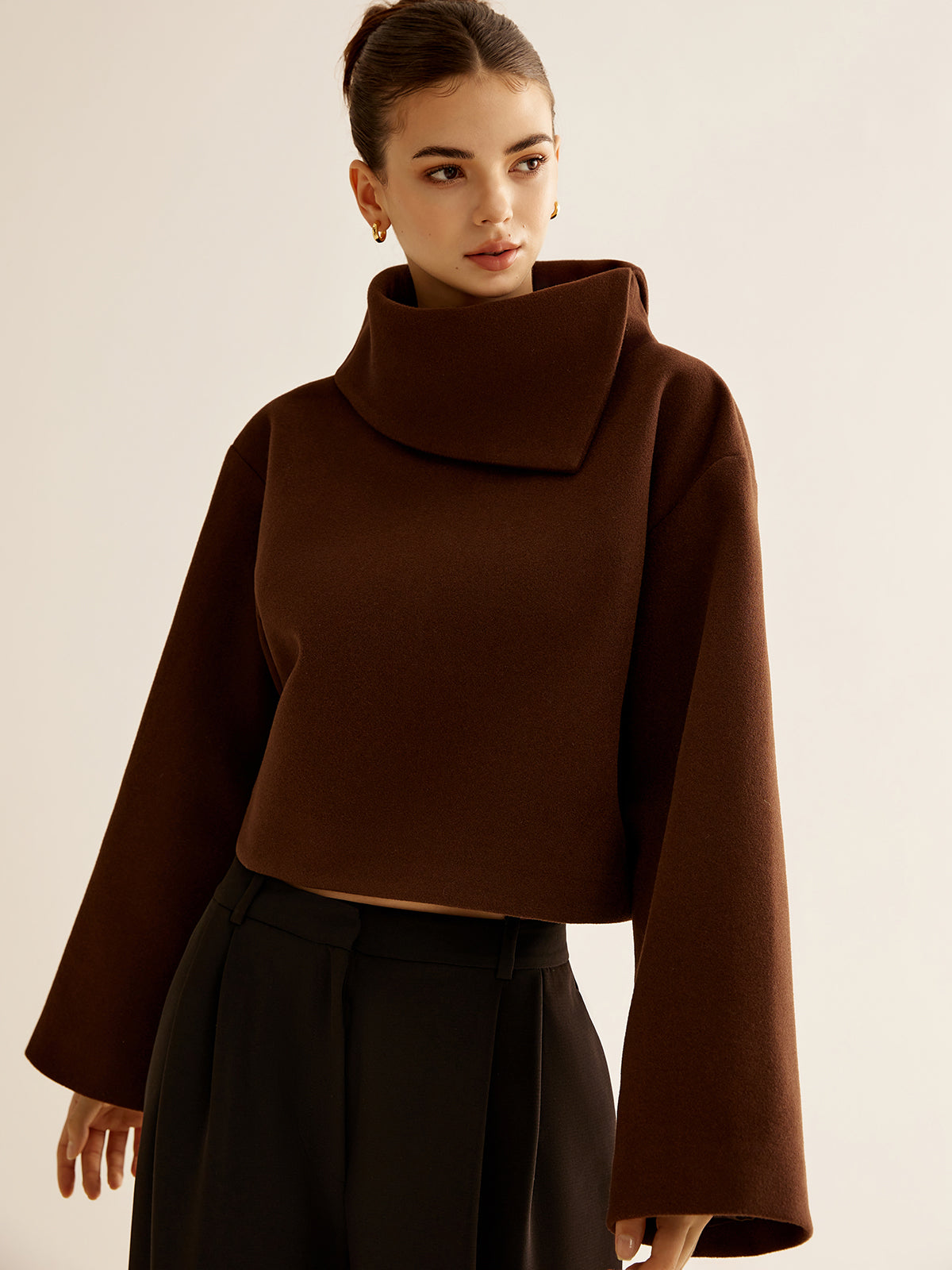 Fudus | Einfaches Rollkragen Tweed Oberteil