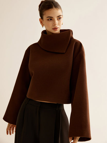 Fudus | Einfaches Rollkragen Tweed Oberteil