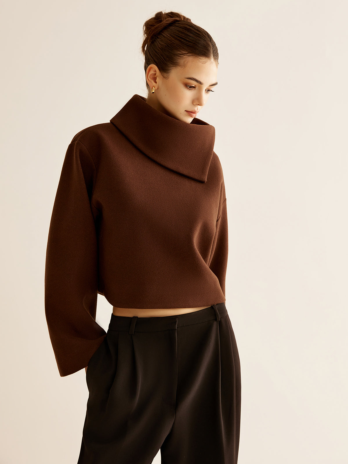 Fudus | Einfaches Rollkragen Tweed Oberteil
