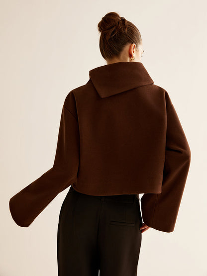 Fudus | Einfaches Rollkragen Tweed Oberteil
