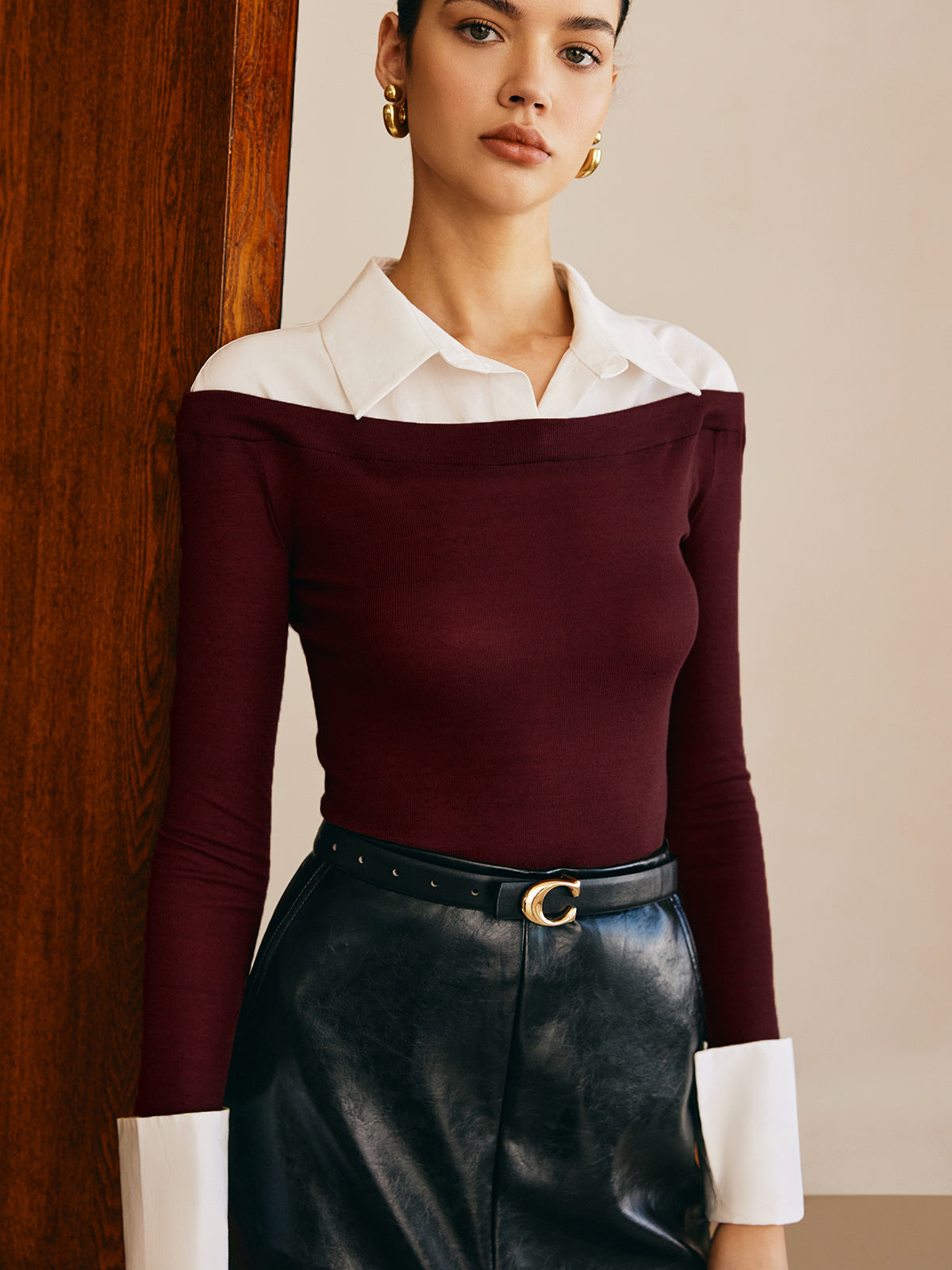 Fudus | Semi Transparente Paneel Jersey Slim Top