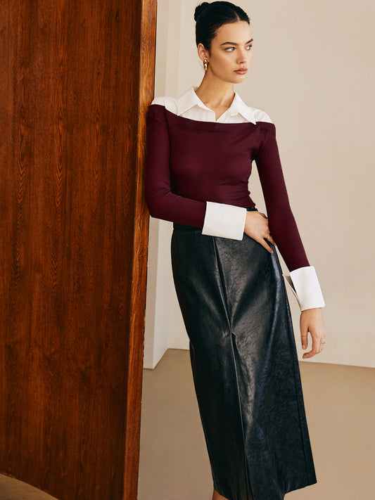 Fudus | Semi Transparente Paneel Jersey Slim Top