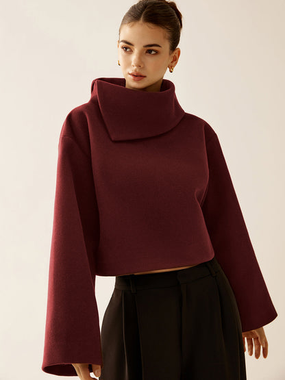 Fudus | Einfaches Rollkragen Tweed Oberteil